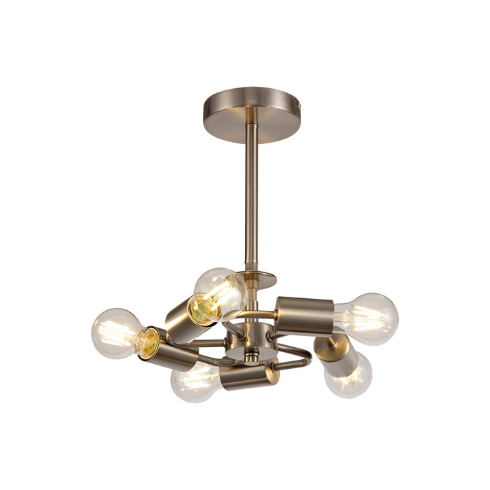 Deco Baymont Satin Nickel 5 Light E27 Universal Semi Ceiling Fixture, Suitable For A Vast Selection Of Shades • D0508