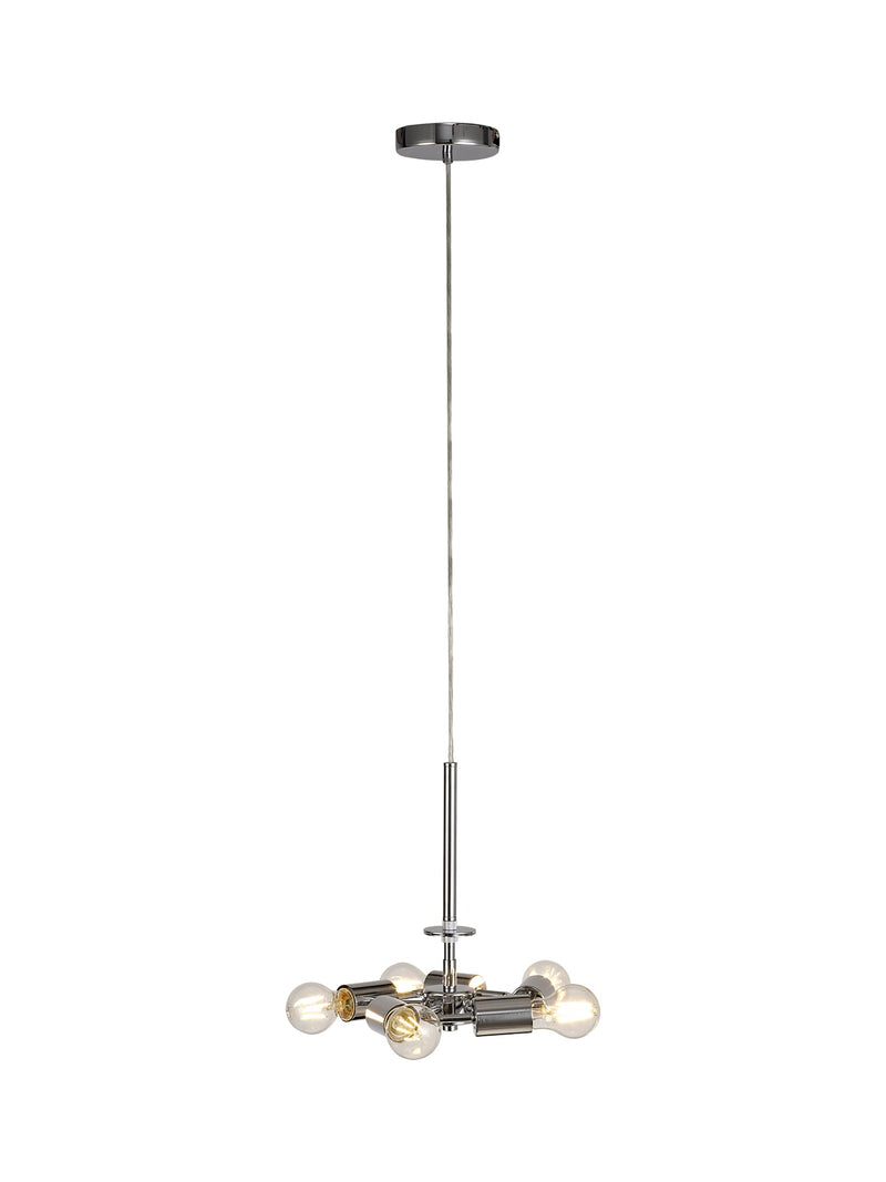 Deco Baymont Polished Chrome 3m 5 Light E27 Universal Single Pendant, Suitable For A Vast Selection Of Shades • D0509