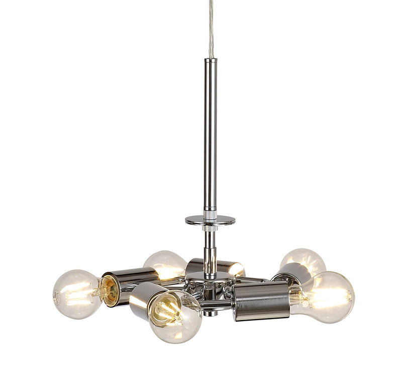 Deco Baymont Polished Chrome 3m 5 Light E27 Universal Single Pendant, Suitable For A Vast Selection Of Shades • D0509