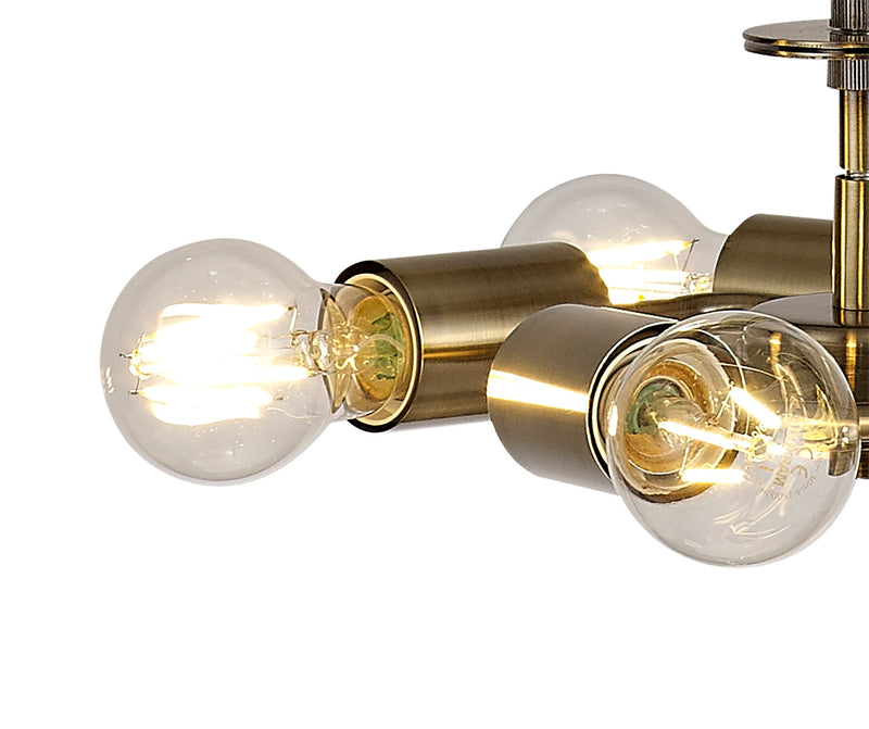 Deco Baymont Antique Brass 3m 5 Light E27 Universal Single Pendant, Suitable For A Vast Selection Of Shades • D0510