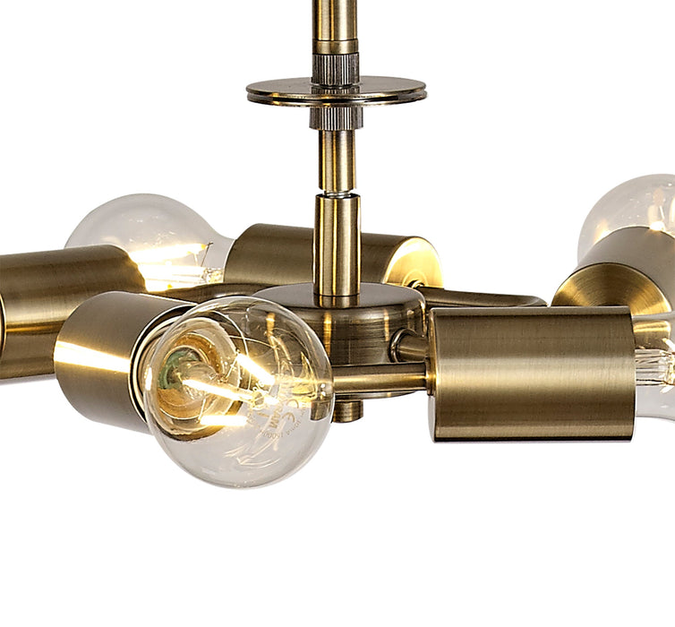 Deco Baymont Antique Brass 3m 5 Light E27 Universal Single Pendant, Suitable For A Vast Selection Of Shades • D0510