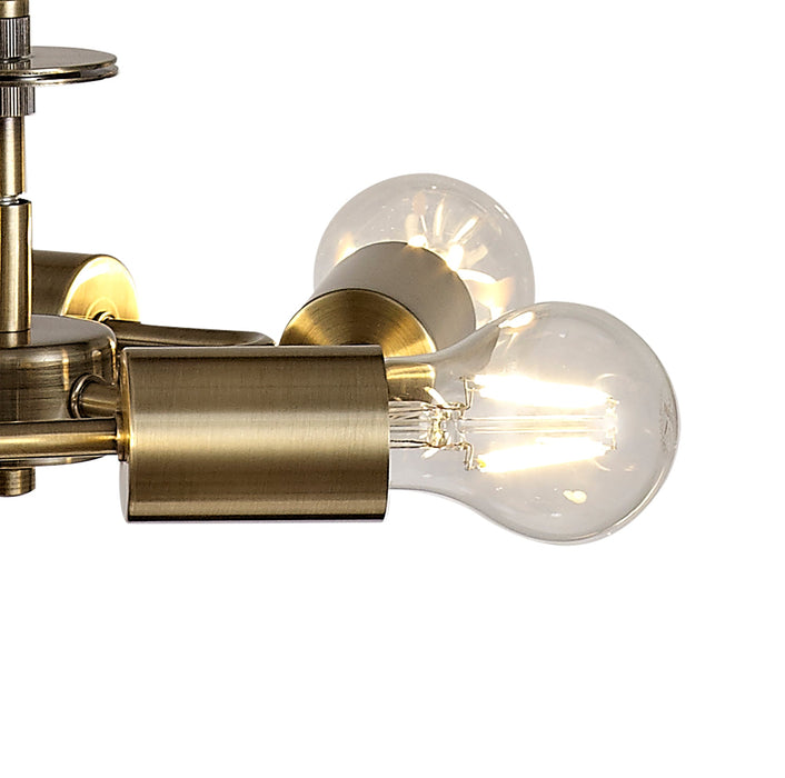 Deco Baymont Antique Brass 3m 5 Light E27 Universal Single Pendant, Suitable For A Vast Selection Of Shades • D0510