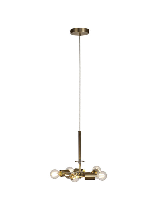 Deco Baymont Antique Brass 3m 5 Light E27 Universal Single Pendant, Suitable For A Vast Selection Of Shades • D0510