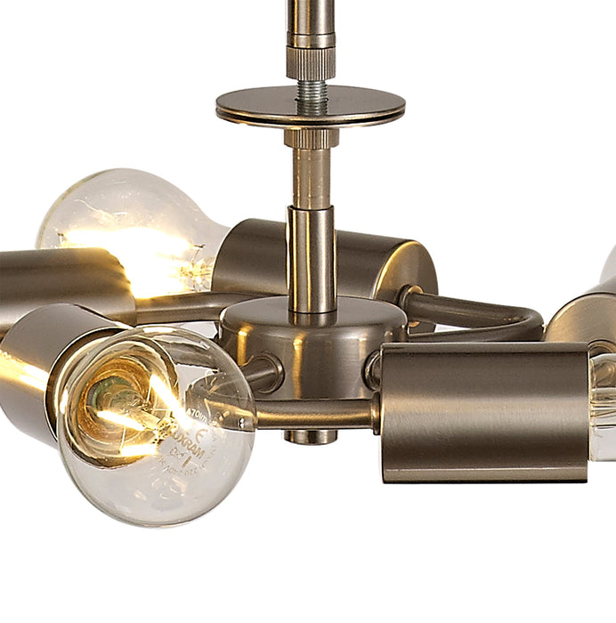 Deco Baymont Satin Nickel 3m 5 Light E27 Universal Single Pendant, Suitable For A Vast Selection Of Shades • D0511