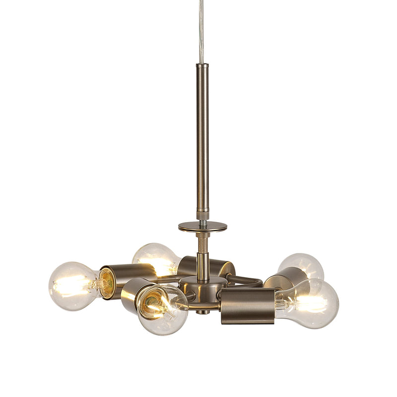Deco Baymont Satin Nickel 3m 5 Light E27 Universal Single Pendant, Suitable For A Vast Selection Of Shades • D0511