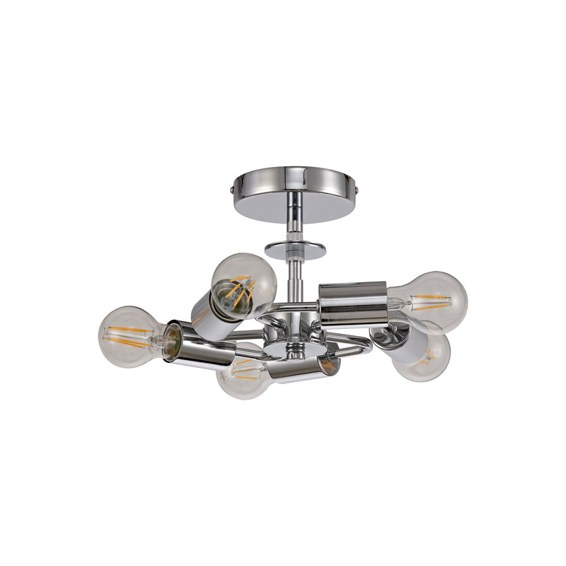 Deco Baymont Polished Chrome 5 Light E27 Universal Drop Flush Ceiling Fixture, Suitable For A Vast Selection Of Shades • D0512