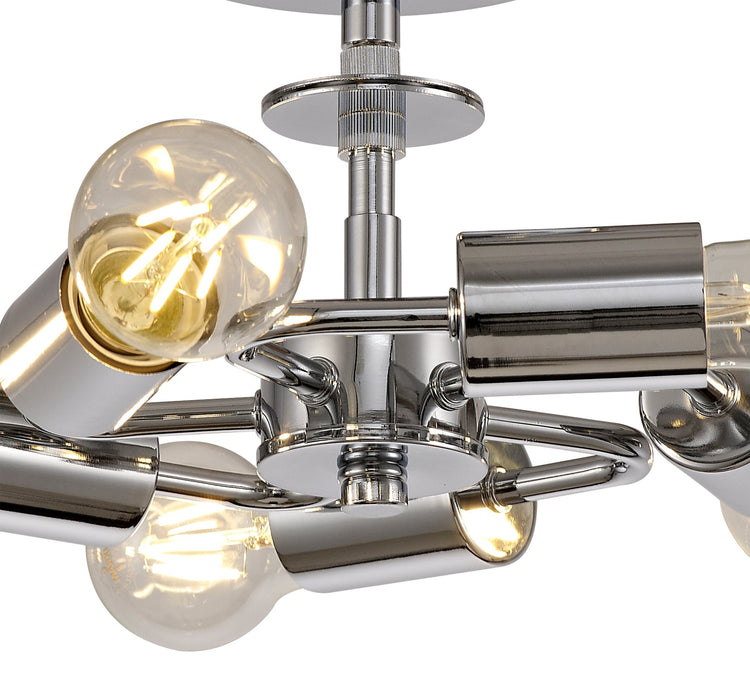 Deco Baymont Polished Chrome 5 Light E27 Universal Drop Flush Ceiling Fixture, Suitable For A Vast Selection Of Shades • D0512