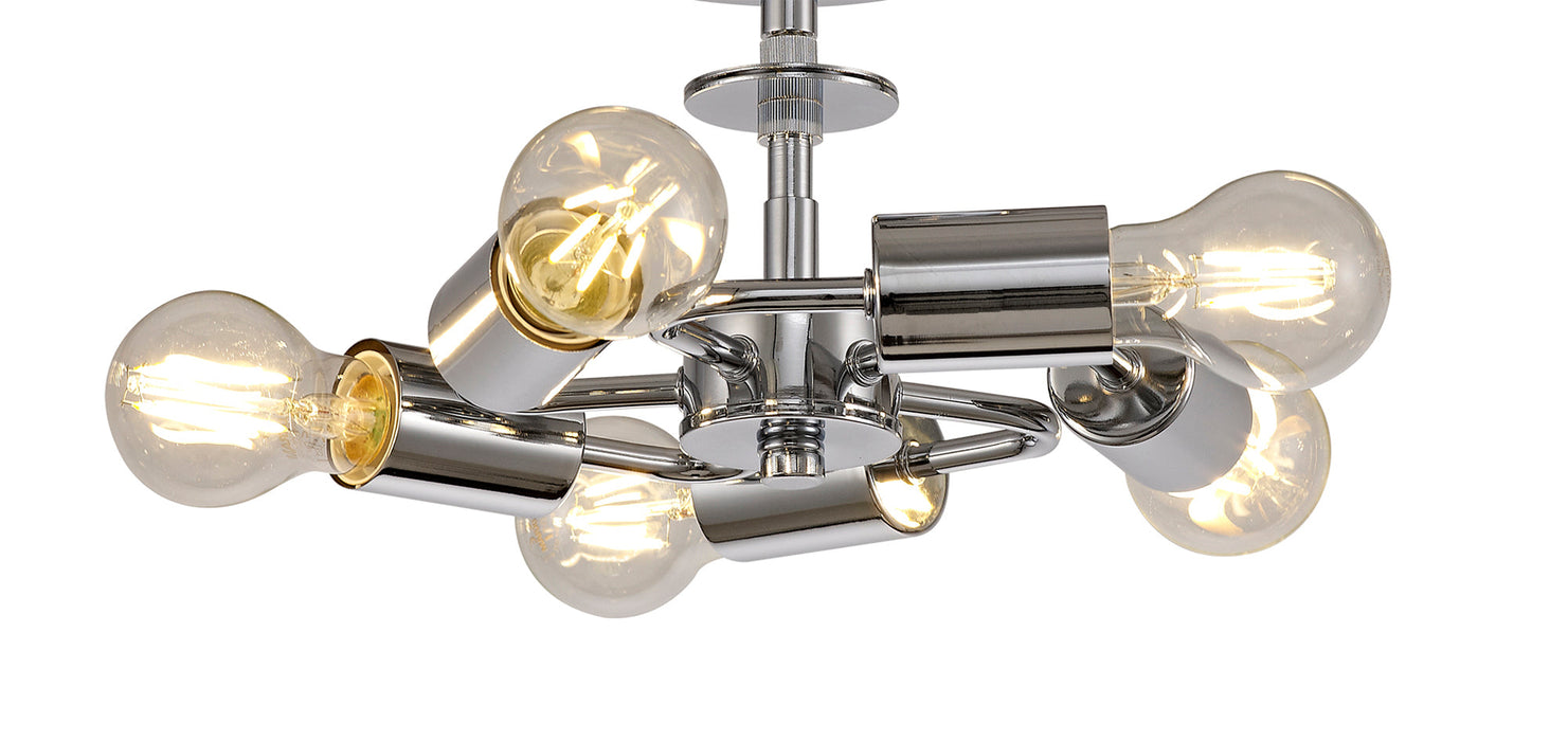 Deco Baymont Polished Chrome 5 Light E27 Universal Drop Flush Ceiling Fixture, Suitable For A Vast Selection Of Shades • D0512