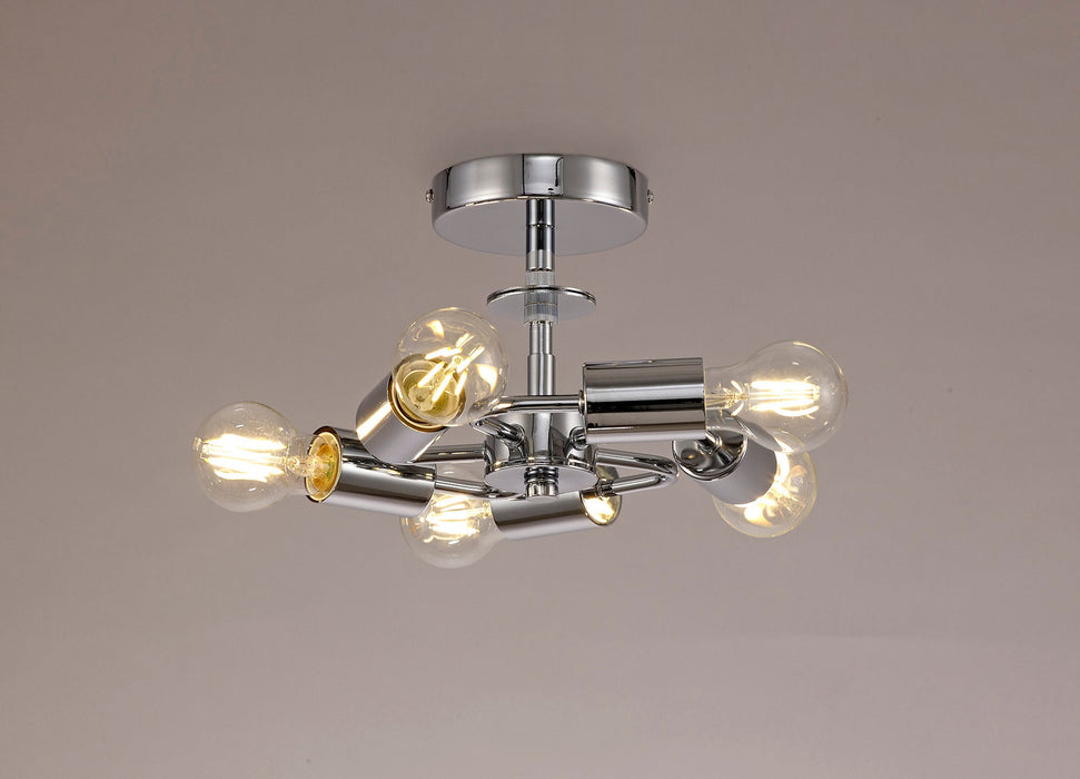 Deco Baymont Polished Chrome 5 Light E27 Universal Drop Flush Ceiling Fixture, Suitable For A Vast Selection Of Shades • D0512