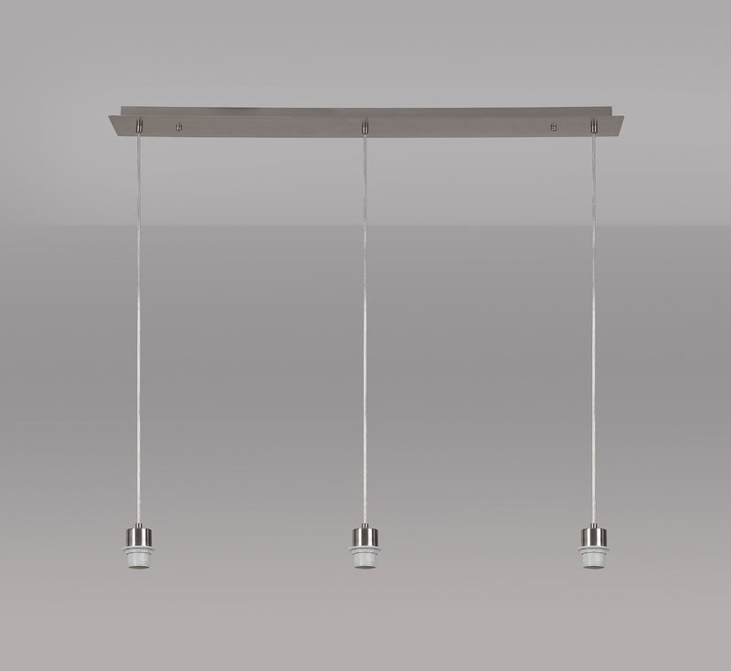 Deco Baymont Polished Chrome 3 Light E27 Universal 2m Linear Pendant, Suitable For A Vast Selection Of Shades • D0603