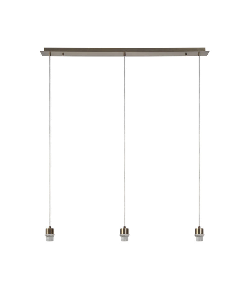 Deco Baymont Antique Brass 3 Light E27 Universal 2m Linear Pendant, Suitable For A Vast Selection Of Shades • D0604