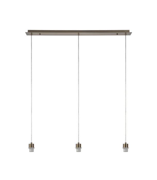 Deco Baymont Antique Brass 3 Light E27 Universal 2m Linear Pendant, Suitable For A Vast Selection Of Shades • D0604