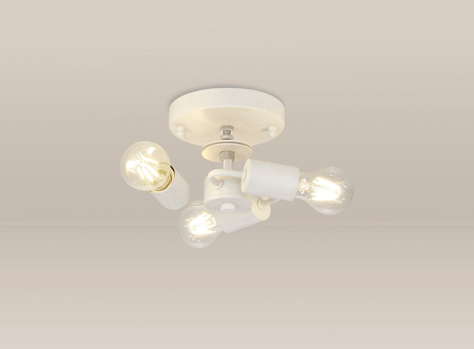 Deco Baymont White 3 Light E27 Universal Flush Ceiling Fixture, Suitable For A Vast Selection Of Shades • D0634