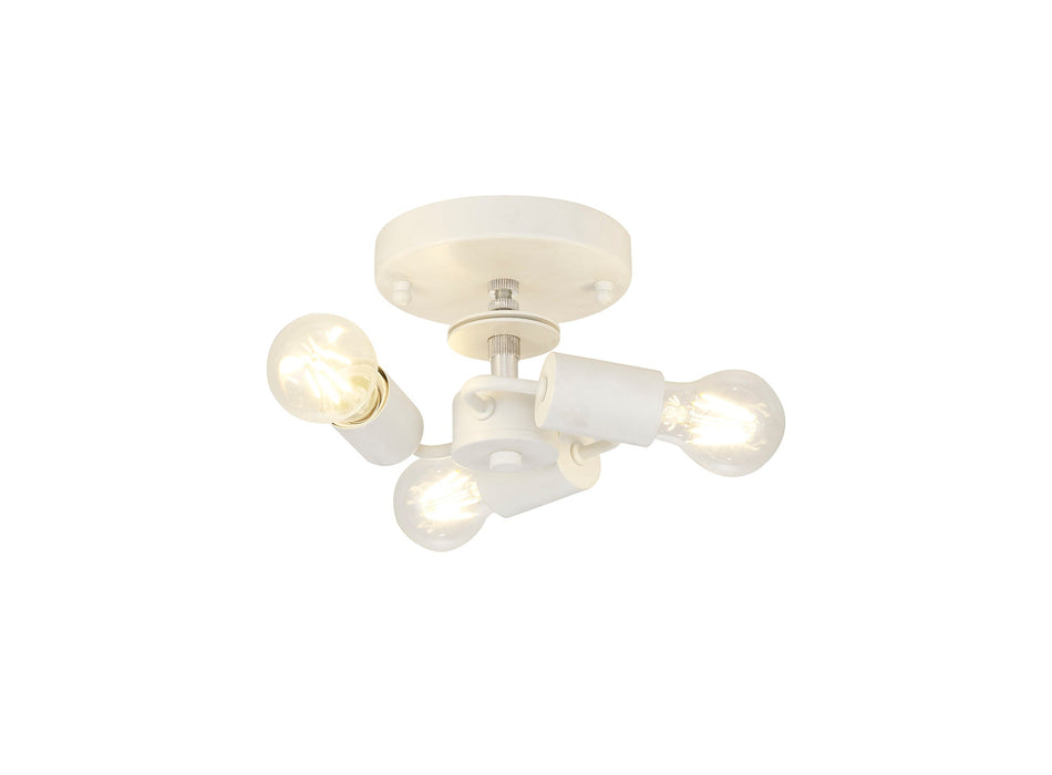 Deco Baymont White 3 Light E27 Universal Flush Ceiling Fixture, Suitable For A Vast Selection Of Shades • D0634