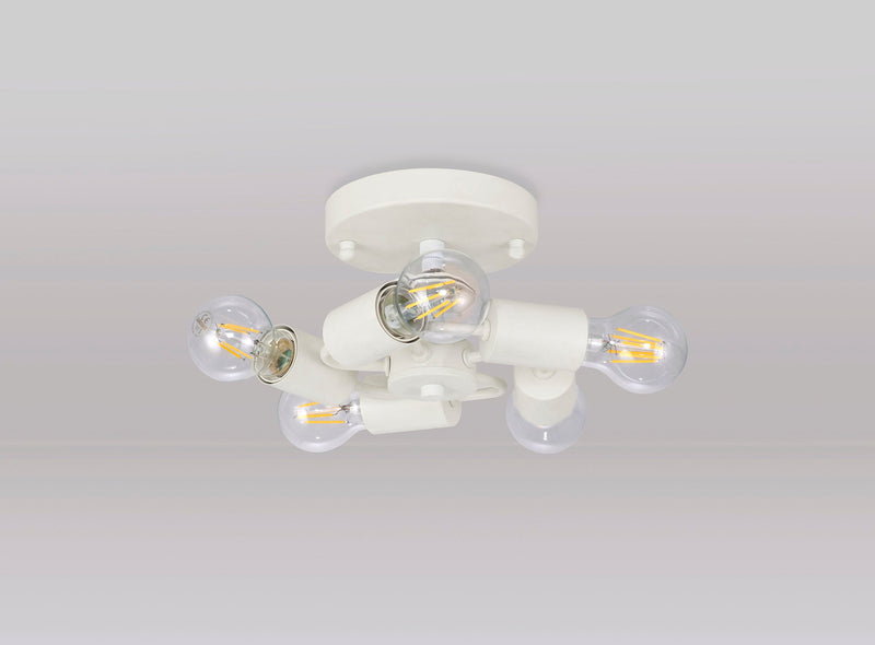 Deco Baymont White 5 Light E27 Universal Flush Ceiling Fixture, Suitable For A Vast Selection Of Shades • D0635