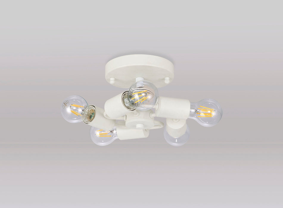 Deco Baymont White 5 Light E27 Universal Flush Ceiling Fixture, Suitable For A Vast Selection Of Shades • D0635