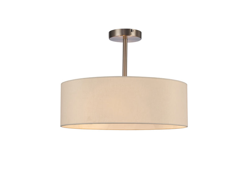 Deco Baymont Satin Nickel 3 Light E27 Universal Semi Ceiling Fixture, Suitable For A Vast Selection Of Shades • D0338