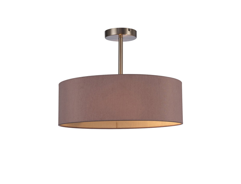 Deco Baymont Satin Nickel 3 Light E27 Universal Semi Ceiling Fixture, Suitable For A Vast Selection Of Shades • D0338