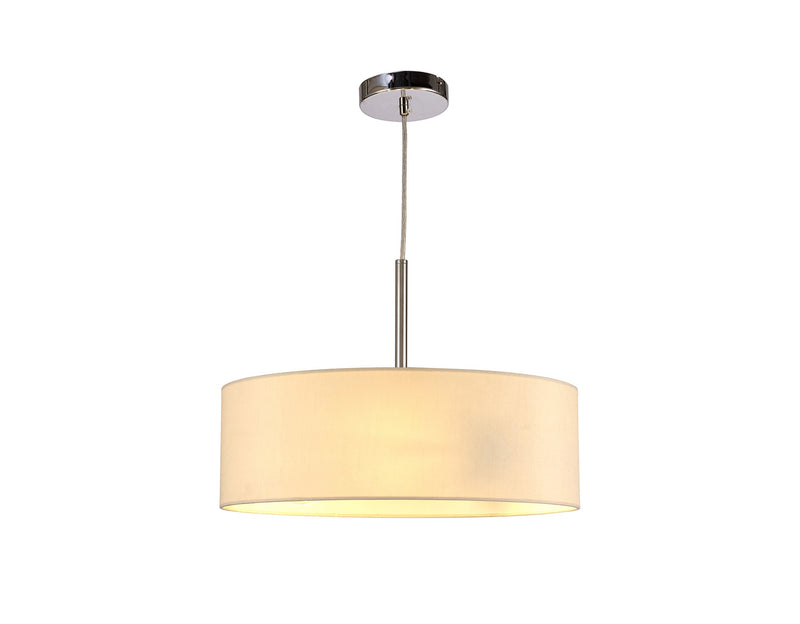 Deco Serena Round Cylinder, 450 x 150mm Faux Silk Fabric Shade, Ivory Pearl/White Laminate • D0310