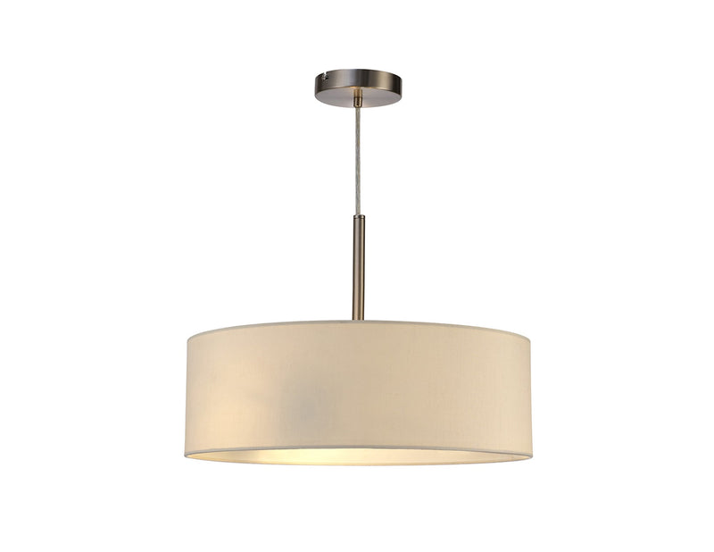 Deco Baymont Satin Nickel 3m 3 Light E27 Universal Single Pendant, Suitable For A Vast Selection Of Shades • D0341