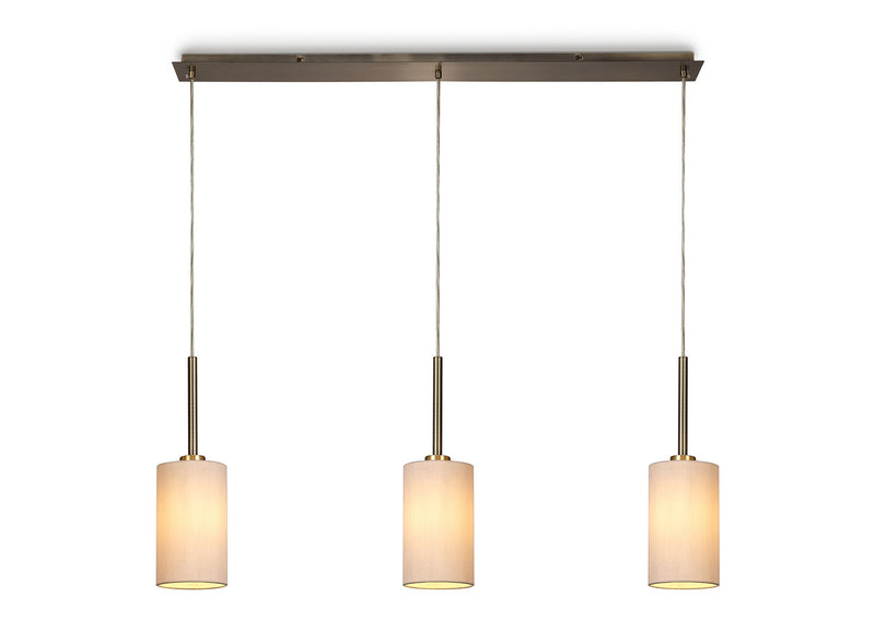 Deco Baymont Antique Brass 3 Light E27 Universal 3m Linear Pendant, Suitable For A Vast Selection Of Shades • D0343