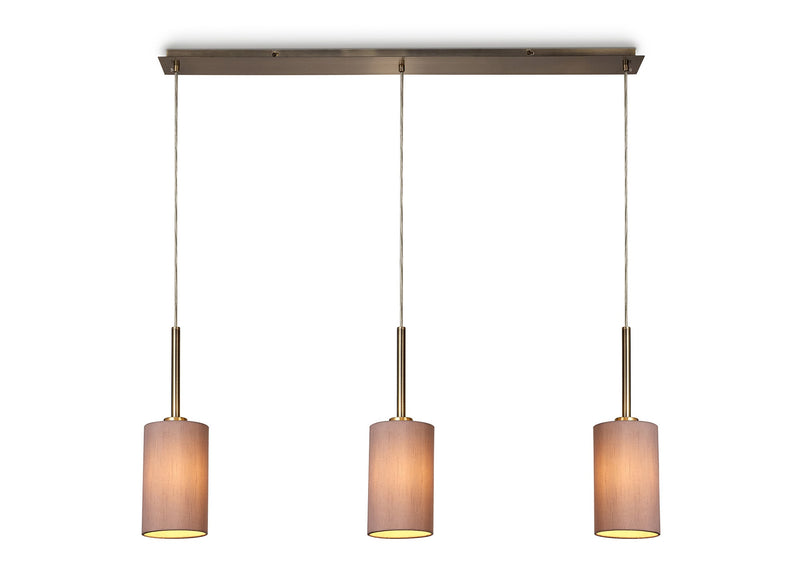 Deco Baymont Antique Brass 3 Light E27 Universal 3m Linear Pendant, Suitable For A Vast Selection Of Shades • D0343
