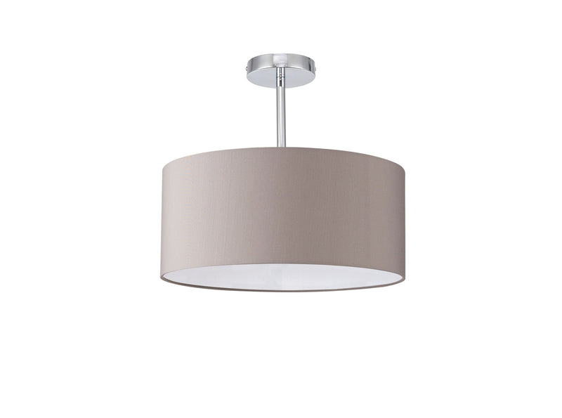 Deco Sigma Round Cylinder, 400 x 180mm Faux Silk Fabric Shade, Grey/White Laminate • D0055