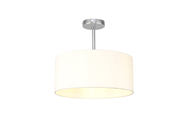 Deco Sigma Round Cylinder, 400 x 180mm Faux Silk Fabric Shade, Ivory Pearl/White Laminate • D0274