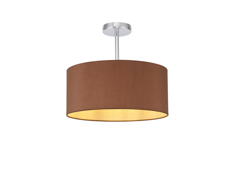 Deco Sigma Round Cylinder, 400 x 180mm Dual Faux Silk Fabric Shade, Raw Cocoa/Grecian Bronze • D0286