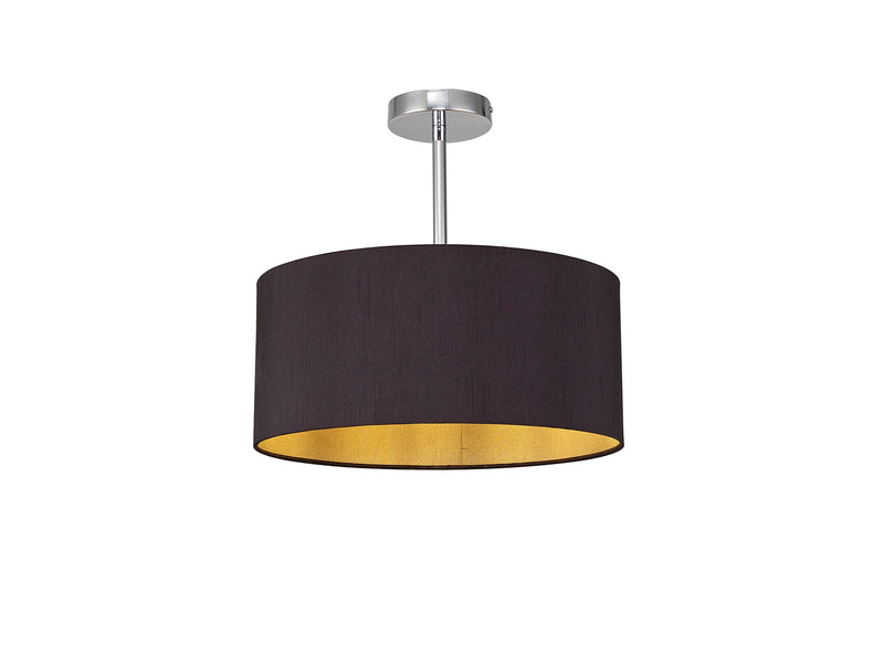 Deco Sigma Round Cylinder, 400 x 180mm Dual Faux Silk Fabric Shade, Midnight Black/Green Olive • D0290