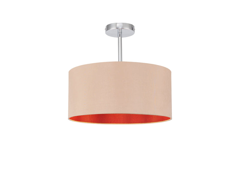 Deco Sigma Round Cylinder, 400 x 180mm Dual Faux Silk Fabric Shade, Antique Gold/Ruby • D0294
