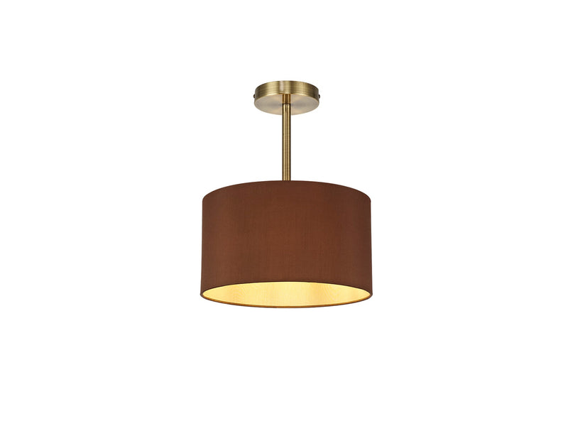 Deco Sigma Round Cylinder, 300 x 170mm Dual Faux Silk Fabric Shade, Raw Cocoa/Grecian Bronze • D0285