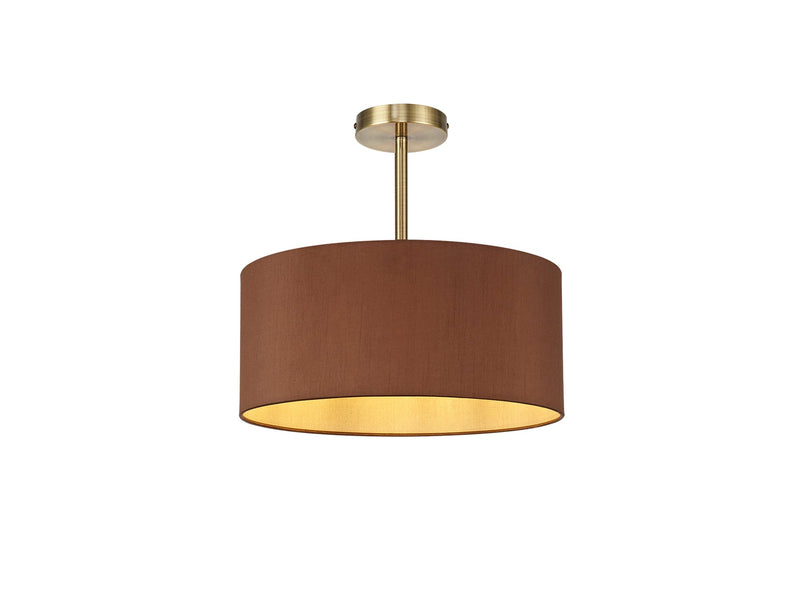 Deco Sigma Round Cylinder, 400 x 180mm Dual Faux Silk Fabric Shade, Raw Cocoa/Grecian Bronze • D0286