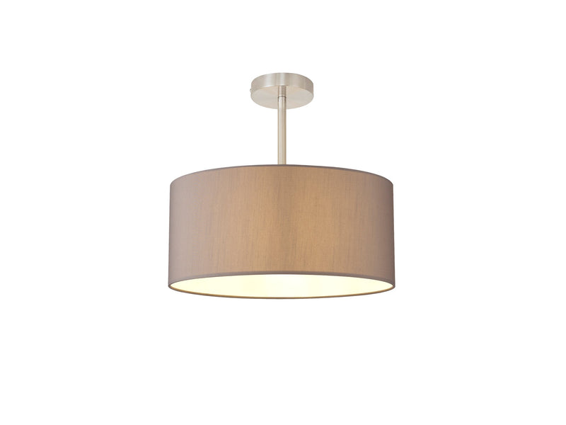 Deco Sigma Round Cylinder, 400 x 180mm Faux Silk Fabric Shade, Grey/White Laminate • D0055