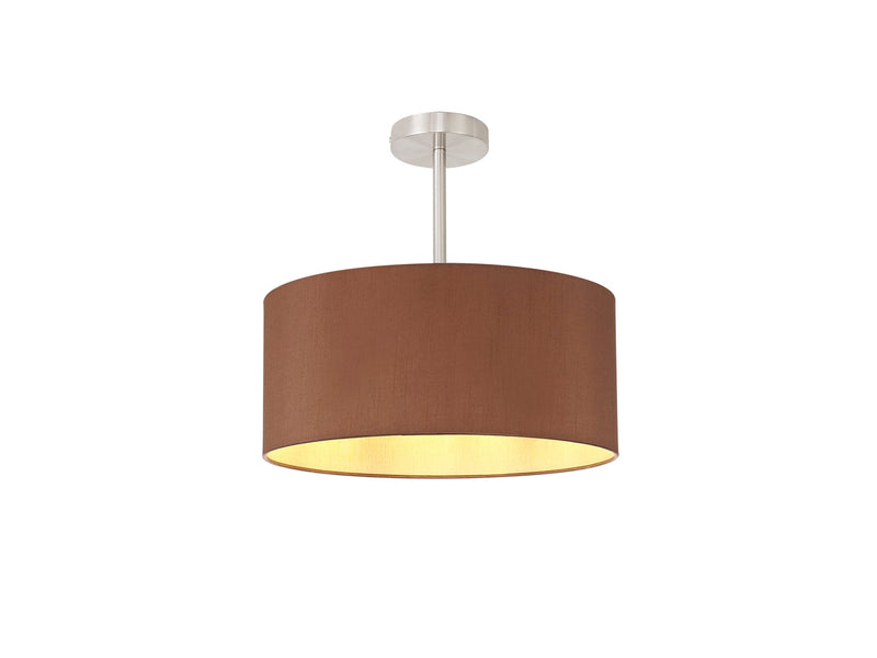 Deco Sigma Round Cylinder, 400 x 180mm Dual Faux Silk Fabric Shade, Raw Cocoa/Grecian Bronze • D0286
