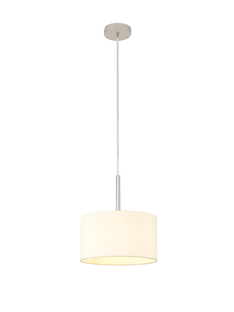 Deco Sigma Round Cylinder, 300 x 170mm Faux Silk Fabric Shade, Ivory Pearl/White Laminate • D0273