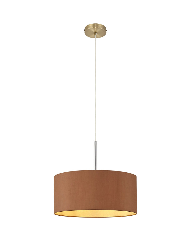 Deco Sigma Round Cylinder, 400 x 180mm Dual Faux Silk Fabric Shade, Raw Cocoa/Grecian Bronze • D0286
