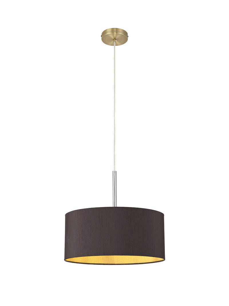 Deco Sigma Round Cylinder, 400 x 180mm Dual Faux Silk Fabric Shade, Midnight Black/Green Olive • D0290