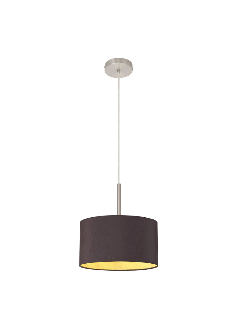 Deco Sigma Round Cylinder, 300 x 170mm Dual Faux Silk Fabric Shade, Midnight Black/Green Olive • D0289