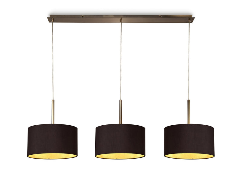 Deco Sigma Round Cylinder, 300 x 170mm Dual Faux Silk Fabric Shade, Midnight Black/Green Olive • D0289