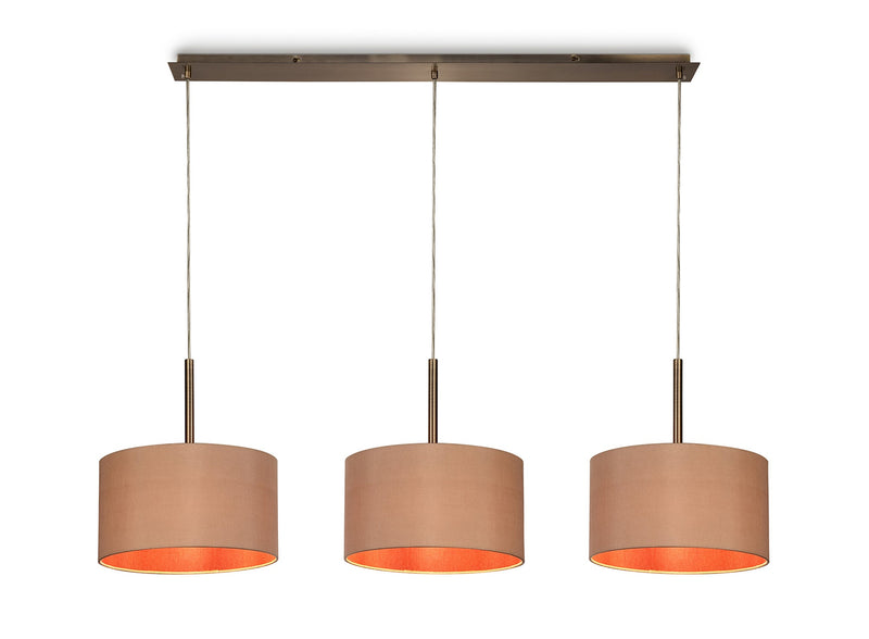 Deco Sigma Round Cylinder, 300 x 170mm Dual Faux Silk Fabric Shade, Antique Gold/Ruby • D0293