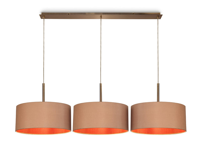 Deco Sigma Round Cylinder, 400 x 180mm Dual Faux Silk Fabric Shade, Antique Gold/Ruby • D0294