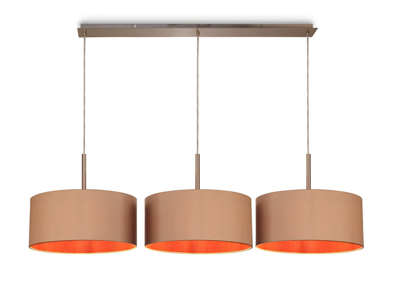 Deco Sigma Round Cylinder, 400 x 180mm Dual Faux Silk Fabric Shade, Antique Gold/Ruby • D0294