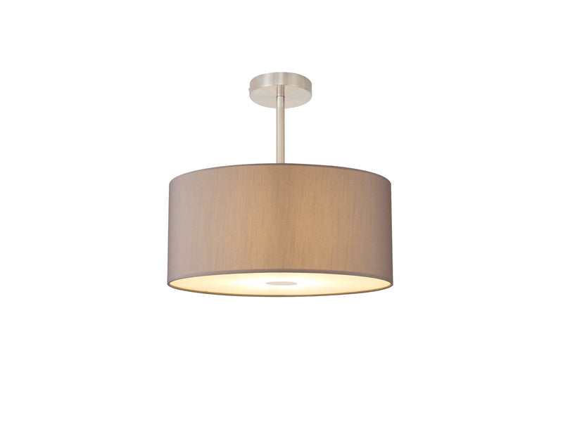 Deco Sigma Round Cylinder, 400 x 180mm Faux Silk Fabric Shade, Grey/White Laminate • D0055