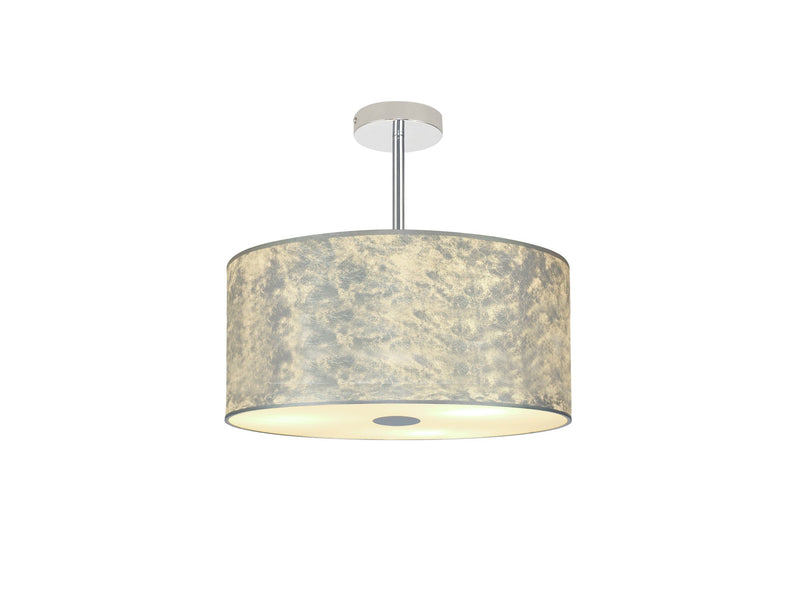 Deco Sigma Round Cylinder, 400 x 180mm Silver Foil With White Lining Shade • D0588