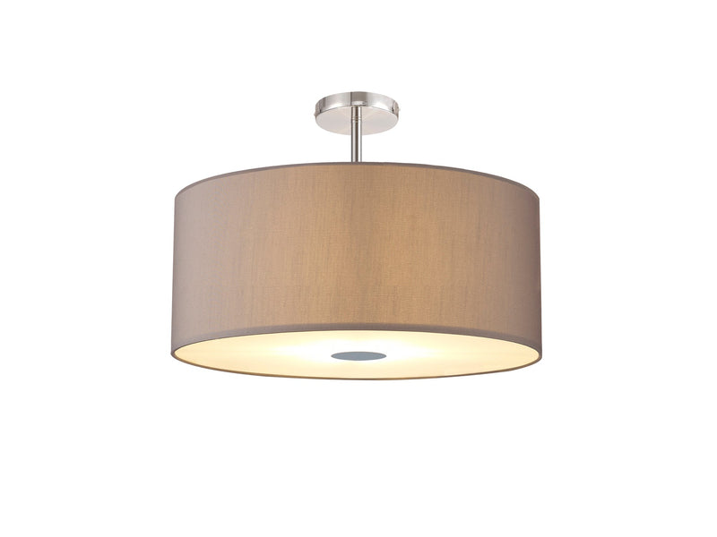 Deco Sigma Round Cylinder, 600 x 220mm Faux Silk Fabric Shade, Grey/White Laminate • D0057