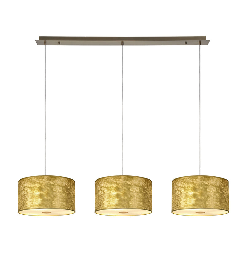 Deco Baymont Antique Brass 3 Light E27 Universal 2m Linear Pendant, Suitable For A Vast Selection Of Shades • D0604