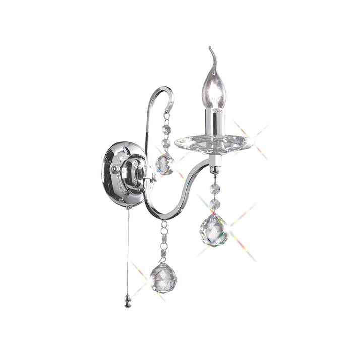 Diyas Bianco Wall Lamp Switched 1 Light E14 Polished Chrome/Crystal • IL30111