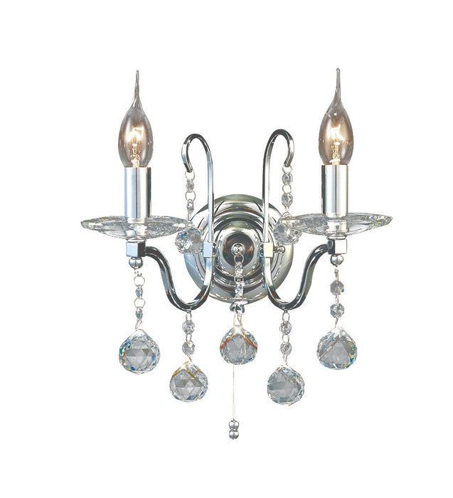 Diyas Bianco Wall Lamp Switched 2 Light E14 Polished Chrome/Crystal • IL30112