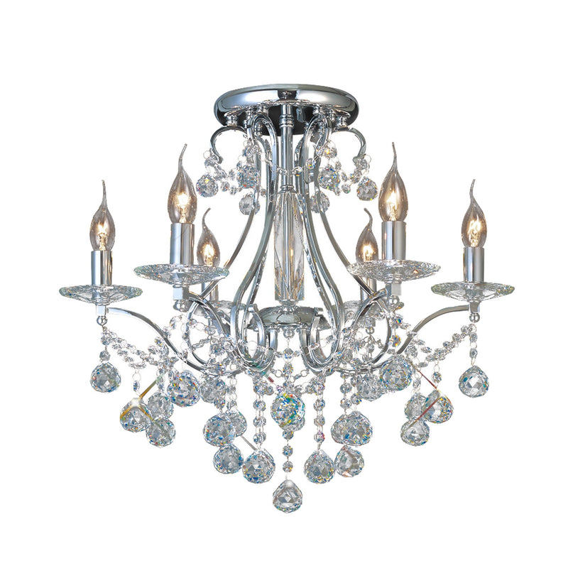 Diyas Bianco Ceiling 6 Light E14 Polished Chrome/Crystal • IL30116